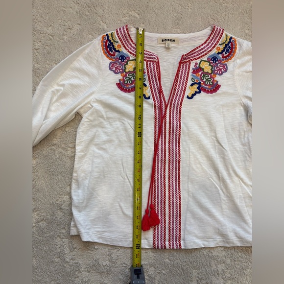 NWOT Boden White Diana Embroidered Tie Neck Size 10 - Picture 5 of 10